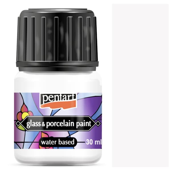 Maling til porcelæn, glas, metal, Pentart WHITE til keramik, dekoration, 30ml