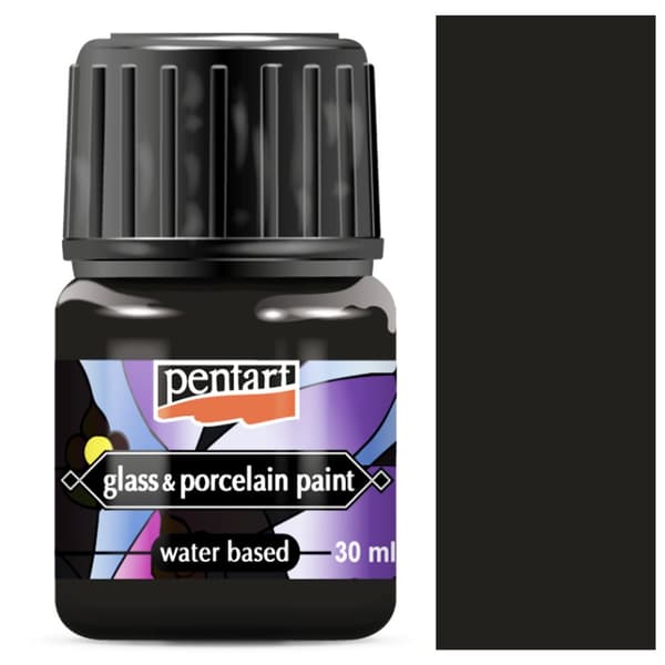 Maling til porcelæn, glas, metal, Pentart SORT til keramik, dekoration, 30ml