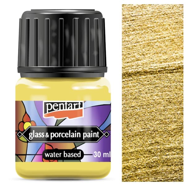 Maling til porcelæn, glas, metal, Pentart GULD til keramik, dekoration, 30ml
