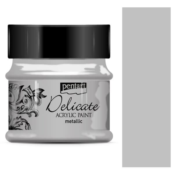 Akrylmaling Pentart DELIKAT metallisk glans 50ml ANTIK SØLV