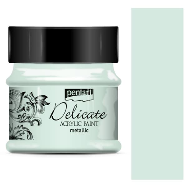 Pentart DELICATE akryylimaali metallikiilto 50ml GREEN SILVER