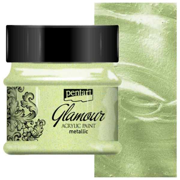 Pentart GLAMOUR metallisk decoupage akrylmaling 50ml GREEN GULD