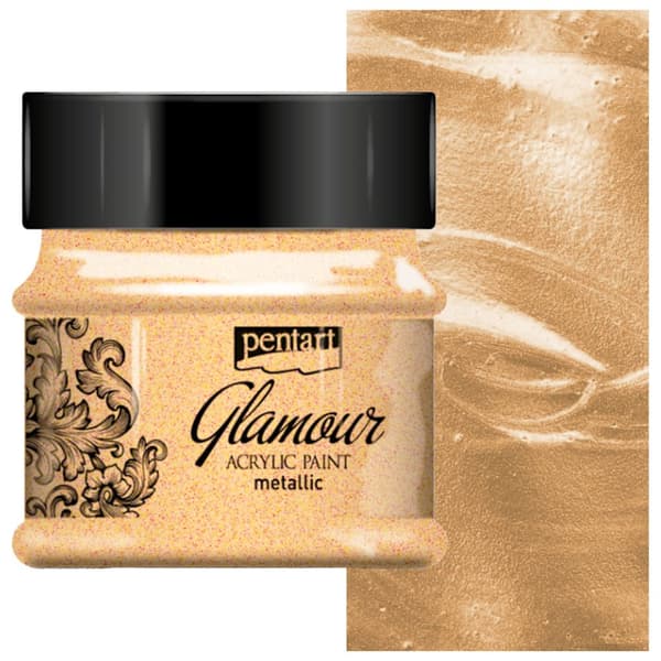Pentart GLAMOUR metallisk decoupage akrylmaling 50ml RØDT GULD