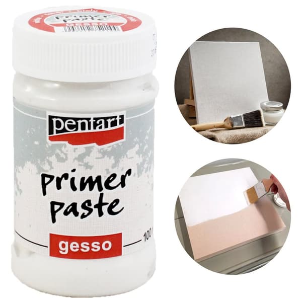 GESSO vesiohenteinen yleismaalipohjamaali WHITE Pentart 100ml