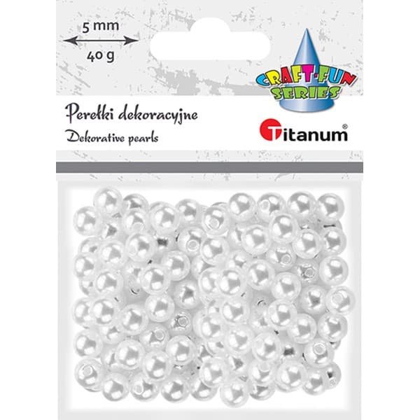 Dekorativa pärlor vita 8 mm 40g Titan