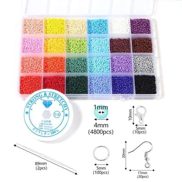 DIY - Pärllåda - Seed beads - 4mm - 4800st - Smyckestillverkning