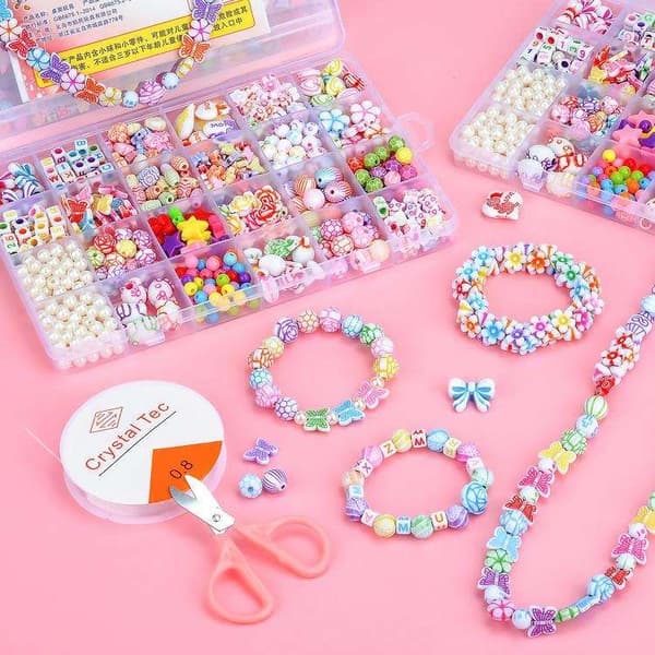 DIY - Perleboks - Akrylperler - Mix - 550 stk - Smykkefremstilling