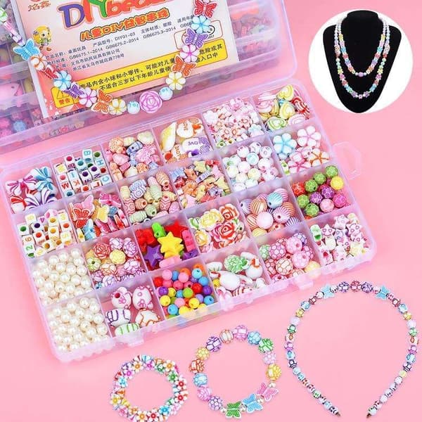 DIY - Perleboks - Akrylperler - Mix - 550 stk - Smykkefremstilling