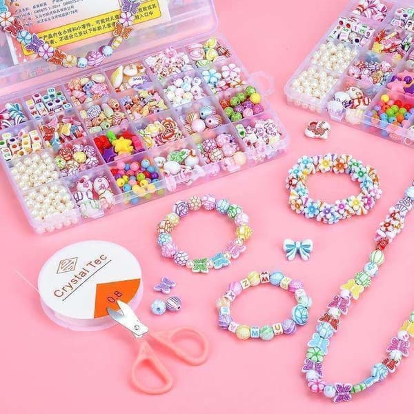 DIY - Perleboks - Akrylperler - Mix - 500 stk - Smykkefremstilling