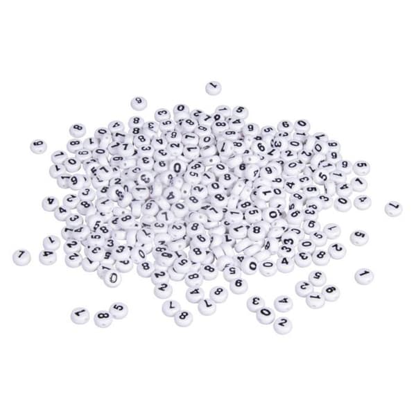 Nummerpärlor runda vita ø 6 mm