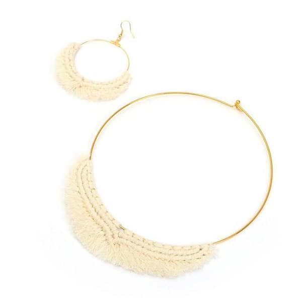 Kit Collier Makramé - GRAINE CREATIVE - Referens 791055 - Barn - Guld metall - Naturlig bomull