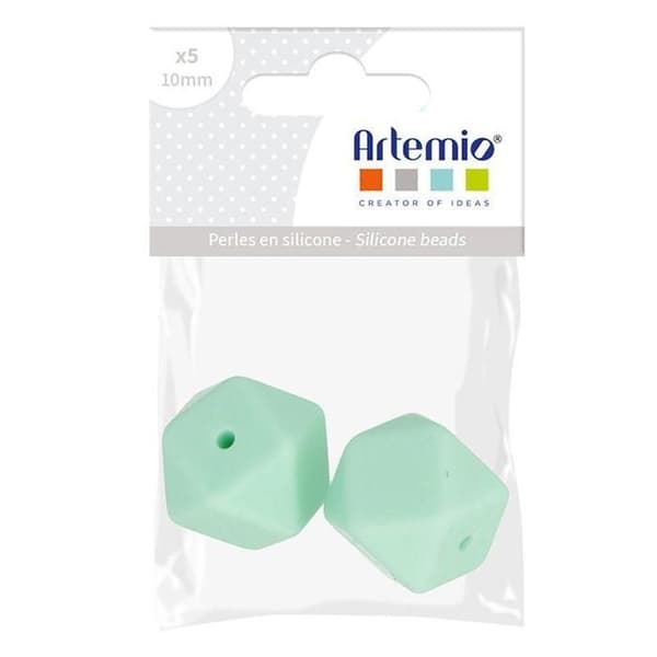 Set med sexkantiga silikonpärlor - 17 mm - Vattengrön - 2 st
