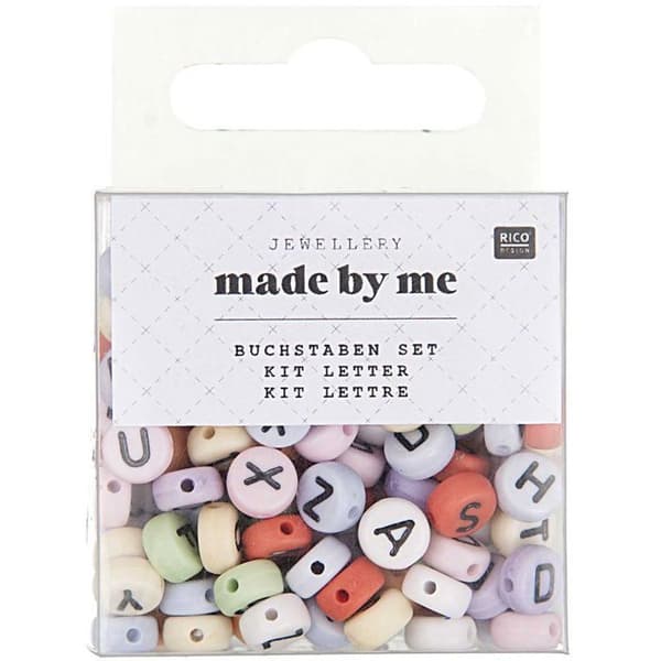 Set med bokstavpärlor - Pastell - 165 stycken - Ø 7 mm - För barn - Mixat
