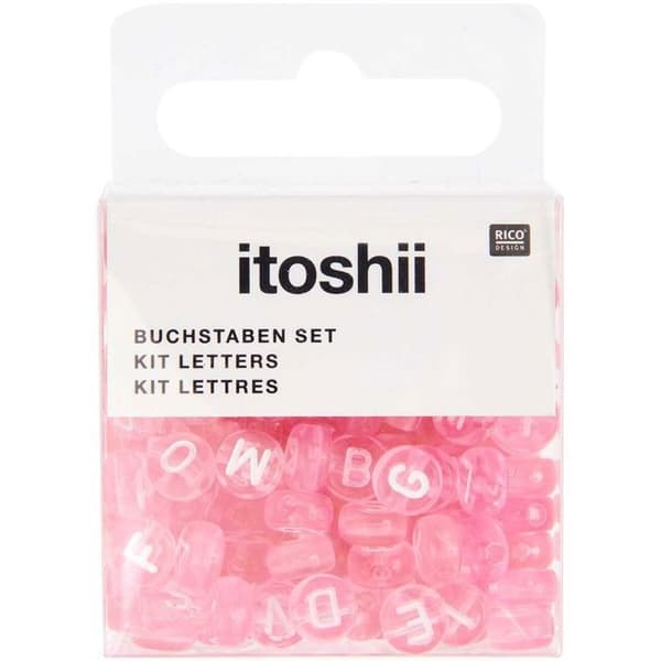 165 pärlor 5 x 7 mm - runda bokstäver - rosa
