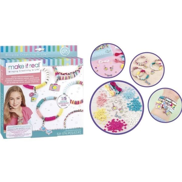 Gör det riktigt - Heishi Jewelry Summer Days - Tillverkning av barns smycken - 8 år - Lansay