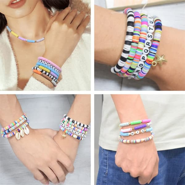 INF 4105 stk 18 farger leirperler for armbåndfremstilling, flerfargede leirperler til smykkefremstilling Flerfarget
