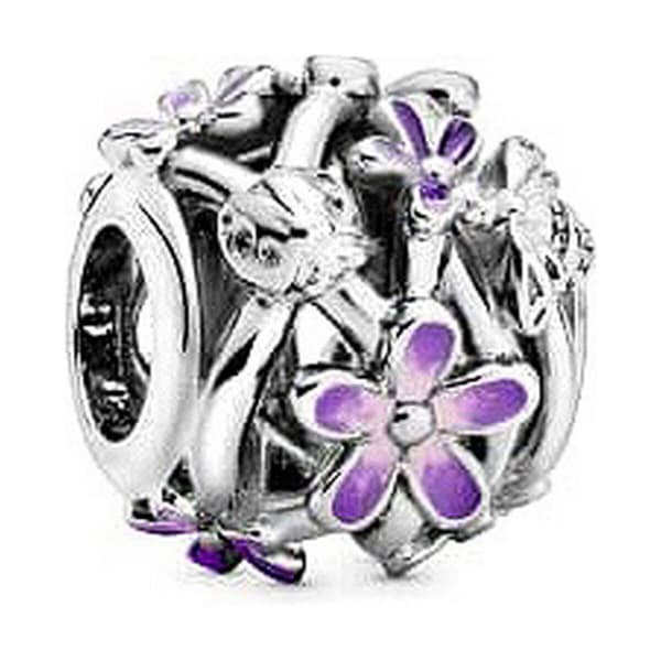 Naisten helmet Pandora OPENWORK PURPLE DAISY Hopeinen Purppura