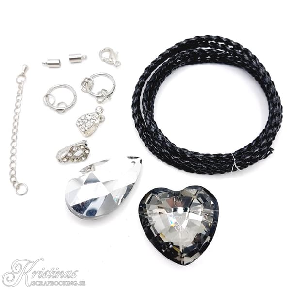 DIY Kit Halsband med Prismor av Glas - Svart