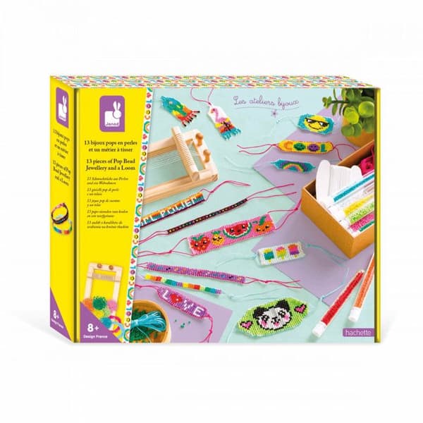 Janod kreativa kit - Les Ateliers Bijoux - 13 Pops Beaded Jewels and a Loom - Från 8 år