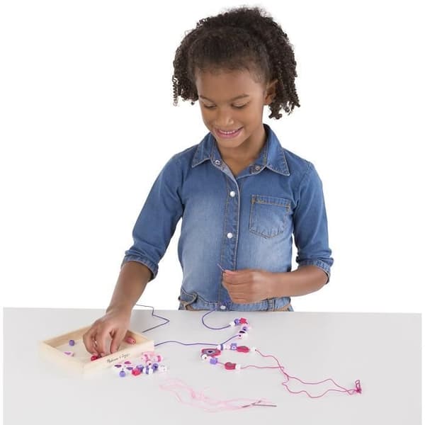Träpärlspel - MELISSA &amp; DOUG - Sparkling Hearts - Rosa - För barn från 3 år och uppåt