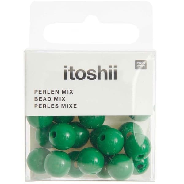 Plastpärlor - Mörkgrön - 10 mm - 24 st