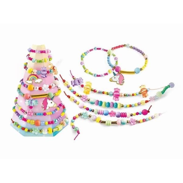 Clementoni - Crazy Chic - Unicorn kreativ låda - Skapa dina färgglada pärlarmband med berlocker och pompoms - från 7 år och uppåt