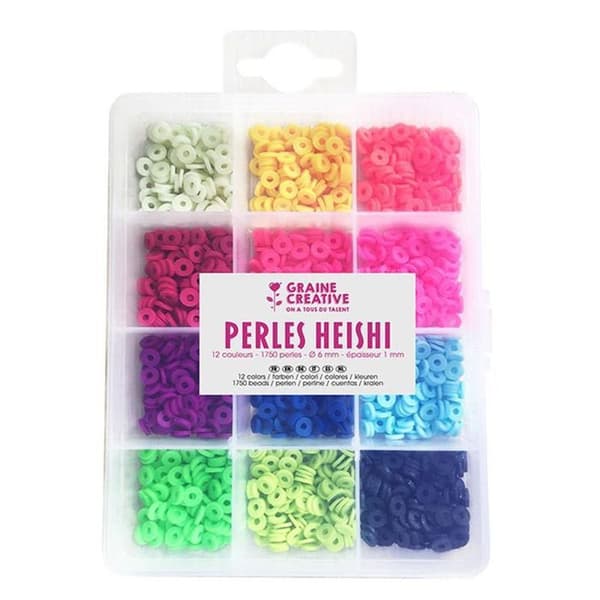 2 lådor Heishi-pärlor x 12 neonfärger