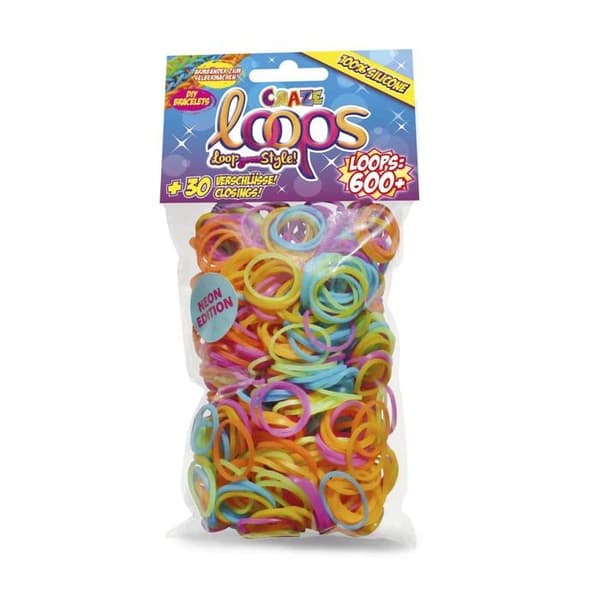 Craze smyckessats - 50973 - LOOPS BAG 600 | Elastisk väska för armband 600 Multicolored Silikonringar + 30 spännen