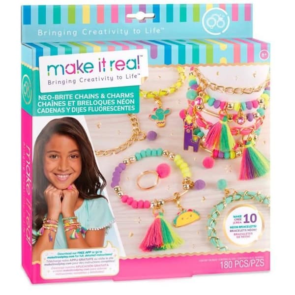 Armbandstillverkningsspel - Make It Real - Girls in Gold/Neon - 180 bitar