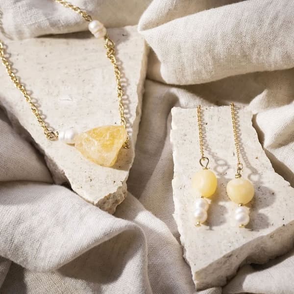 DIY Kit Smycken - Örhängen och Halsband - Honungskalcit
