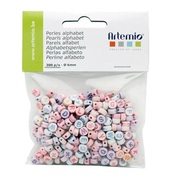 Perles Alfabet Rund - Flerfärgad - 6 mm - 300 stycken - Blandad - Idealisk för smycken och scrapbooking