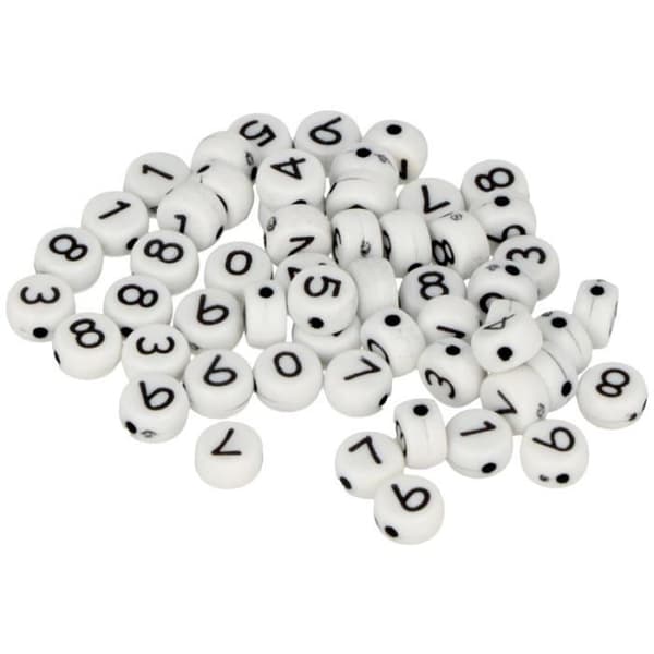 Akrylnummerpärlor - Rund - Svartvit - 6 mm - 300 st
