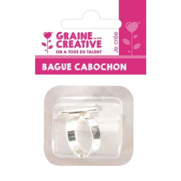 Rund ring med cabochon Ø 20 mm Silverfärgad