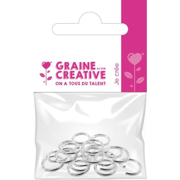 Set med 20 delade ringar 7 mm silverfärg