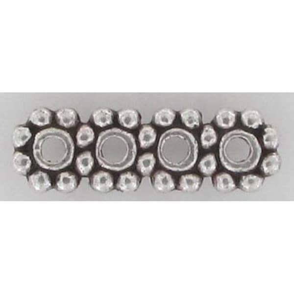 Perle metallbarré delare 4 rader silver 10 stycken