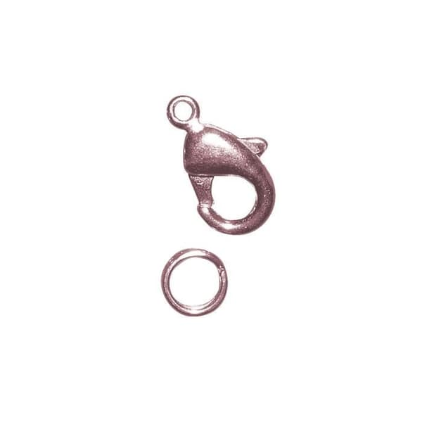 Karbinlås med ring, roséguld, 9,5 mm, tab-bag 2 st