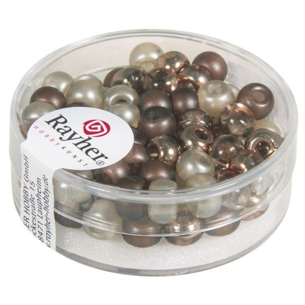 Perle rocaille 5,5mm Bruna nyanser Stort hål 2mm 80 stycken