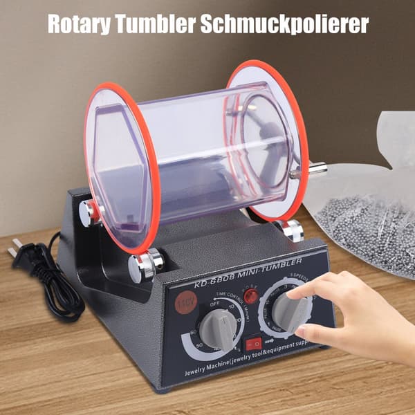 Rotary Tumbler Smykke Polerer, 3 kg Kapacitet, Justerbar Timer, Holdbart Design