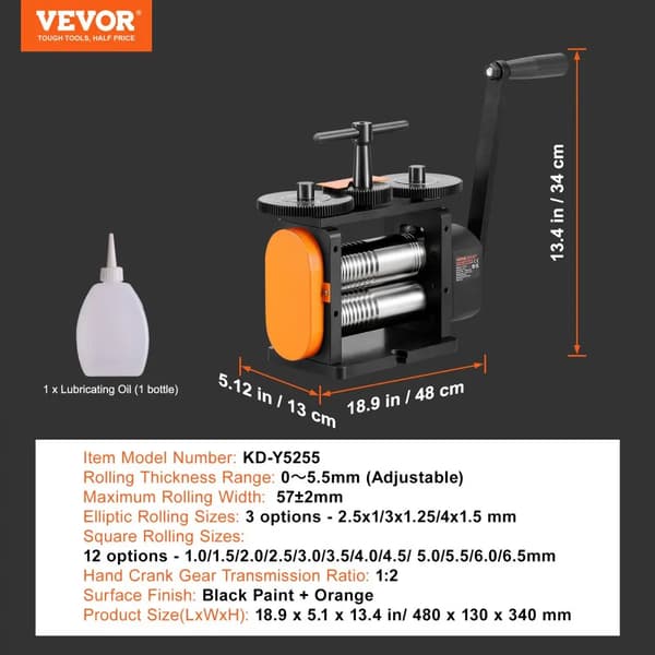 Smykkevals, Justerbar tykkelse 0-5,5 mm, Maksimal bredde 57 mm,57mmW 0-5,5mmT