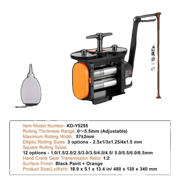 Smykkevals, Justerbar tykkelse 0-5,5 mm, Maksimal bredde 57 mm,57mmW 0-5,5mmT