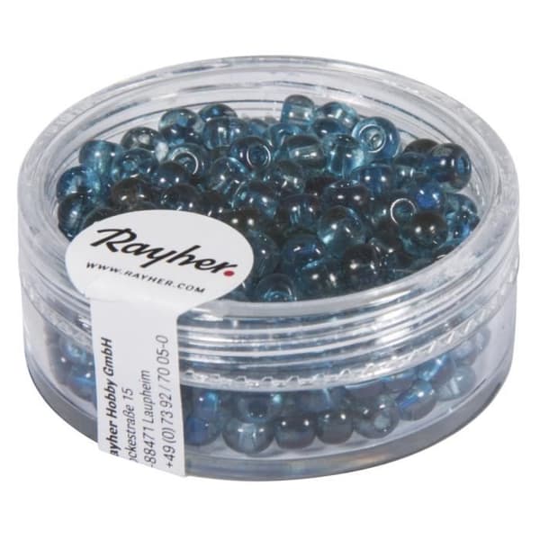 Fröpärlor, ø 4 mm, Two Tone, duvblå, låda 17 g