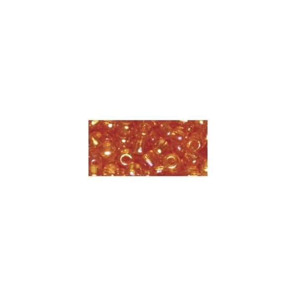 Rocailles a.garnit.argent+Regnbåge, ø 4mm, gul mandarin, låda 17 g