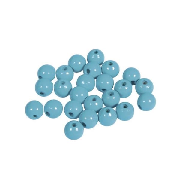 FSC 100% träpärlor, polerade, 8mm ø, turkos, 82 stycken