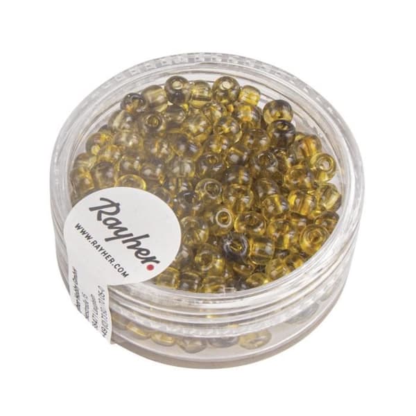 Rocailles, ø 4 mm, Två Färger, avokado, låda 17 g