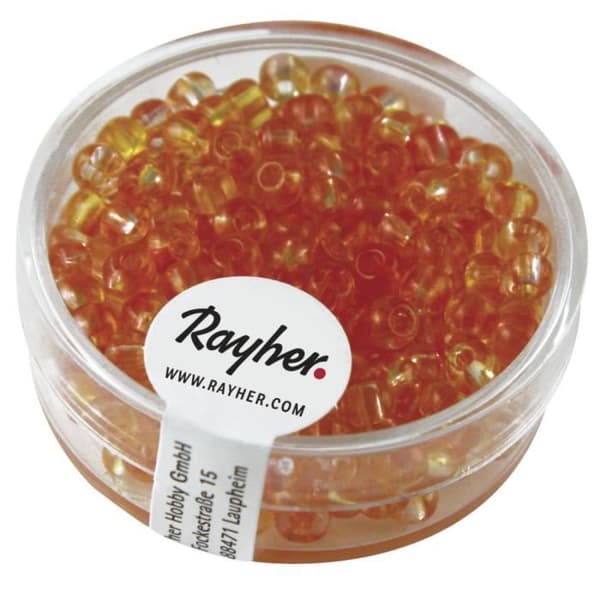 Rocailles, ø 4 mm, Två färger, korall, låda 17 g