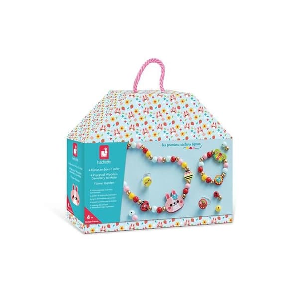 4 Smycken i Trä att Skapa Blomsterträdgård - De Första Smyckesverkstäderna - DIY Smyckeskapande - Kreativ Hobbykit – Från 4 år