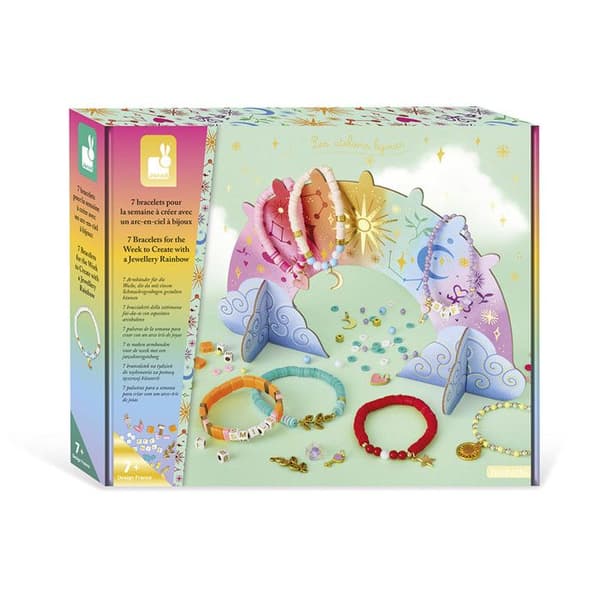 Kreativ låda - Janod - 7 armband för veckan - 7 armband - 6 charms - 77 rocailles pärlor
