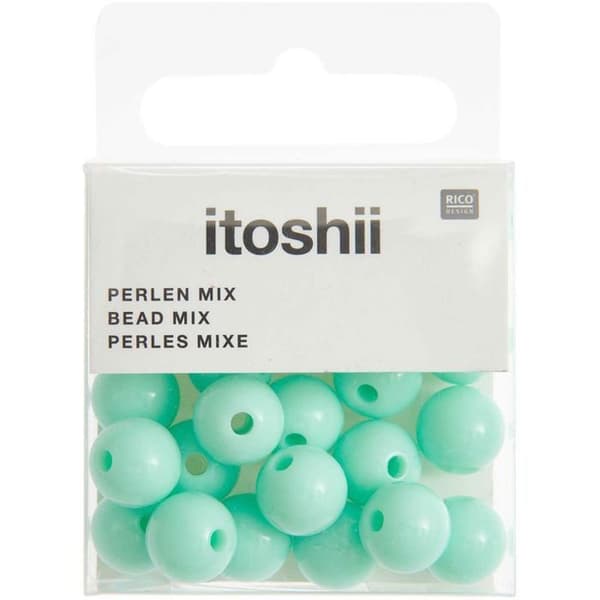 Plastpärlor - Mynta - 10 mm - 24 st