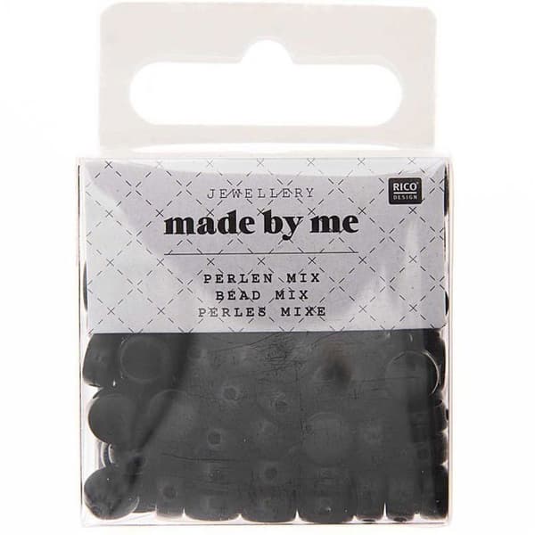 Assortiment av runda plastpärlor - Svart - Cirka 165 st
