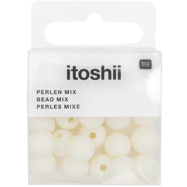 Plastpärlor - Benvit - 10 mm - 24 st